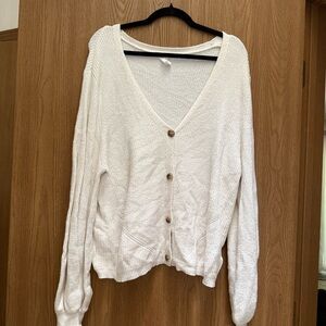 Joie White Cardigan Sweater with V-Neck and Relaxed Fit